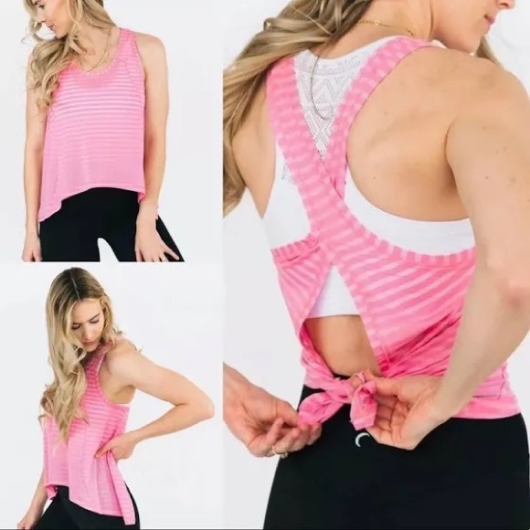 ZYIA Tops - Zyia Active Nimbus Split Tie Back Tank Top in Pink